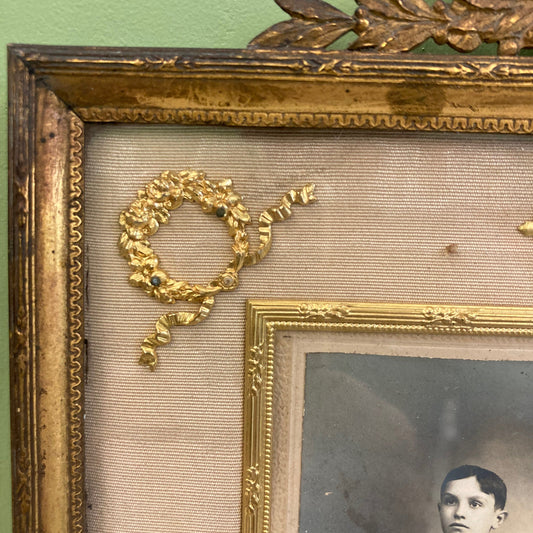 Cadre photo ancien en bronze doré