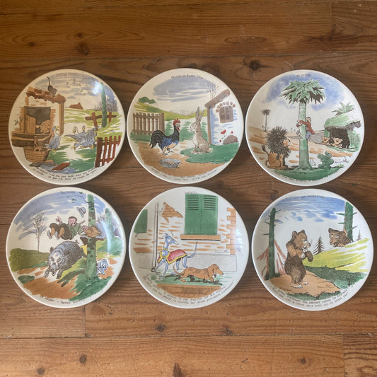 6 assiettes à dessert Illustrées par Benjamin Rabier