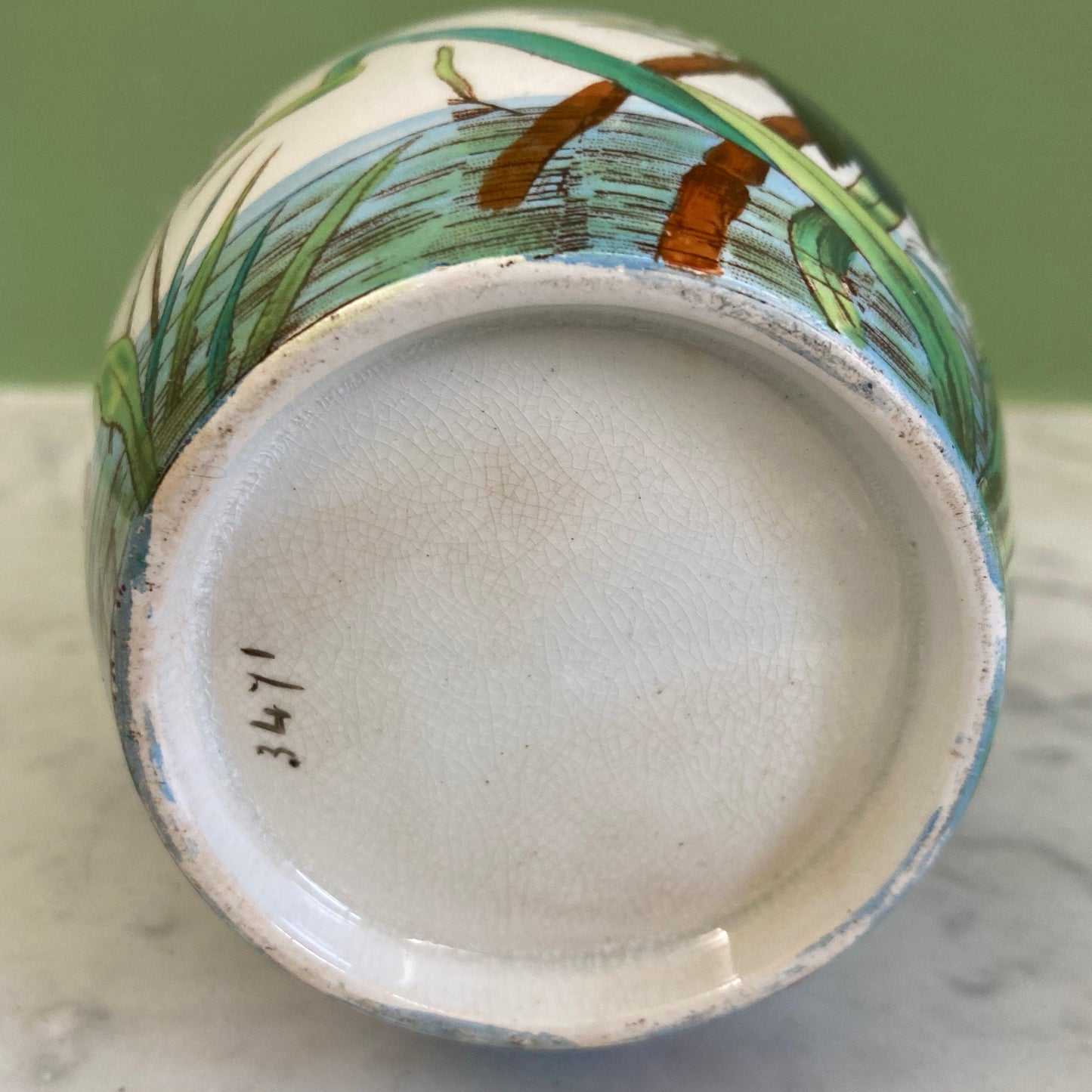 seau à biscuit en faïence décor oiseaux