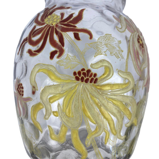 vase émaillé décor dahlias