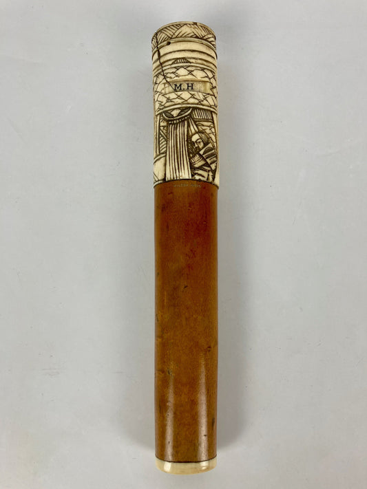 Maison wilson paris ancien pommeau de parapluie os sculpté japon