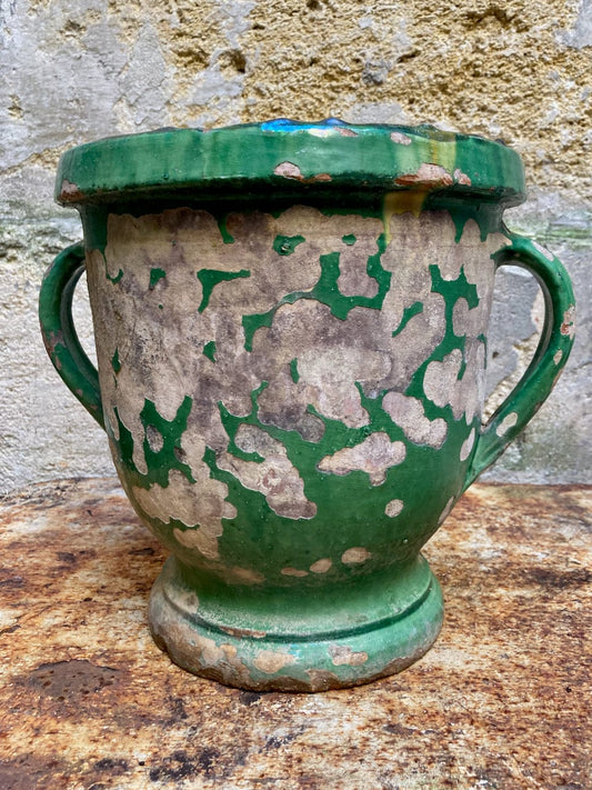 POT DE JARDIN VERNISSE VERT XIX CASTELNAUDARY