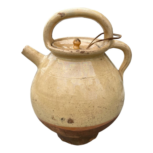 ancienne gargoulette en terre cuite vernissée