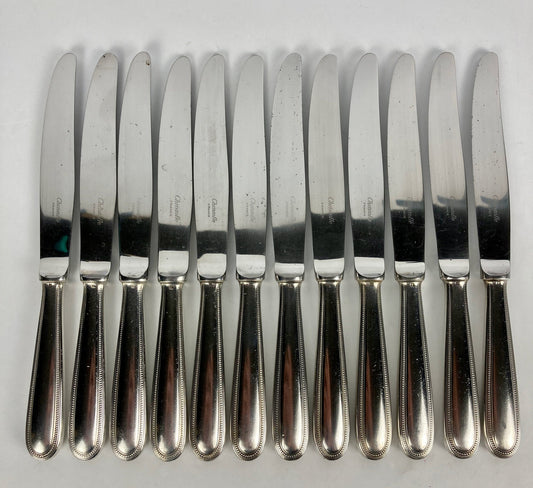 Christofle perle 12 grands couteaux métal argenté