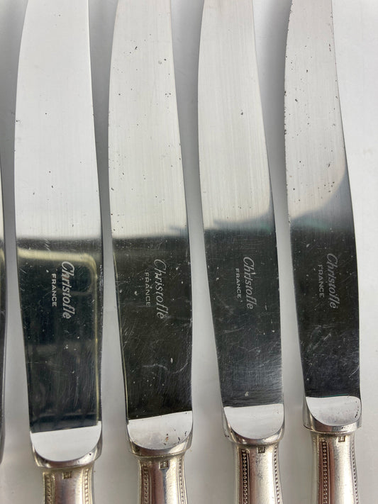 Christofle perle 12 grands couteaux métal argenté