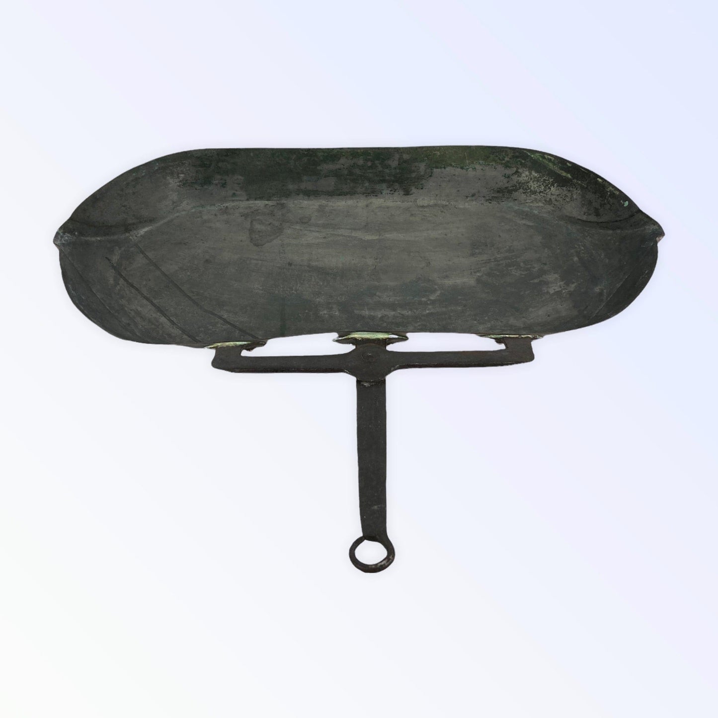 Ancien large lèchefrite cuivre étamé XVIII XIXème