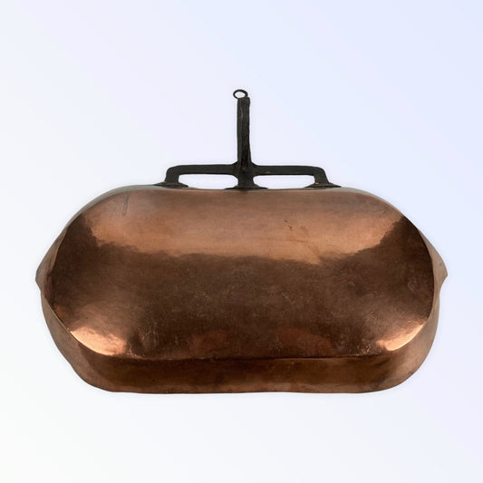 Ancien large lèchefrite cuivre étamé XVIII XIXème