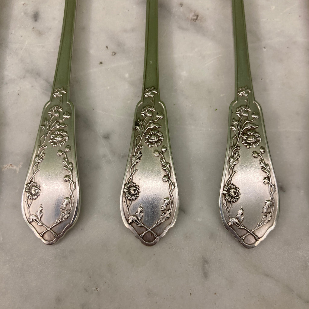 12 fourchettes à huitres en métal argenté de marque SFAM vers 1900