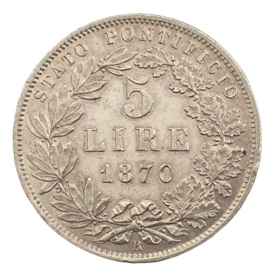 Vatican 5 Lire 1870  Modifier le texte alternatif