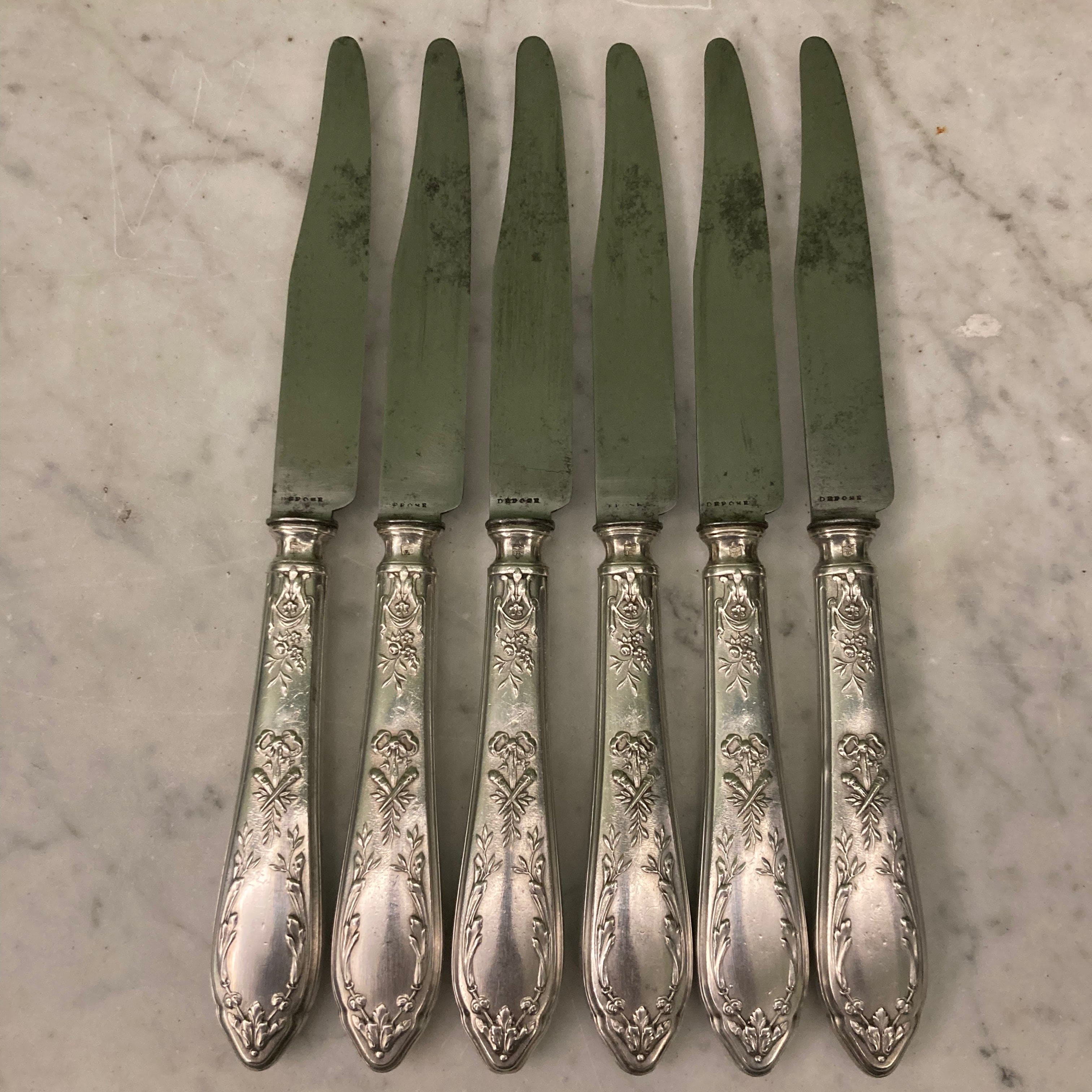 【仏蘭西】 Louis XV デザートナイフ 6本【シルバープレート】 銀メッキ製デザートナイフ6本セット｜SFAM と Rumèbe（ナルボンヌ