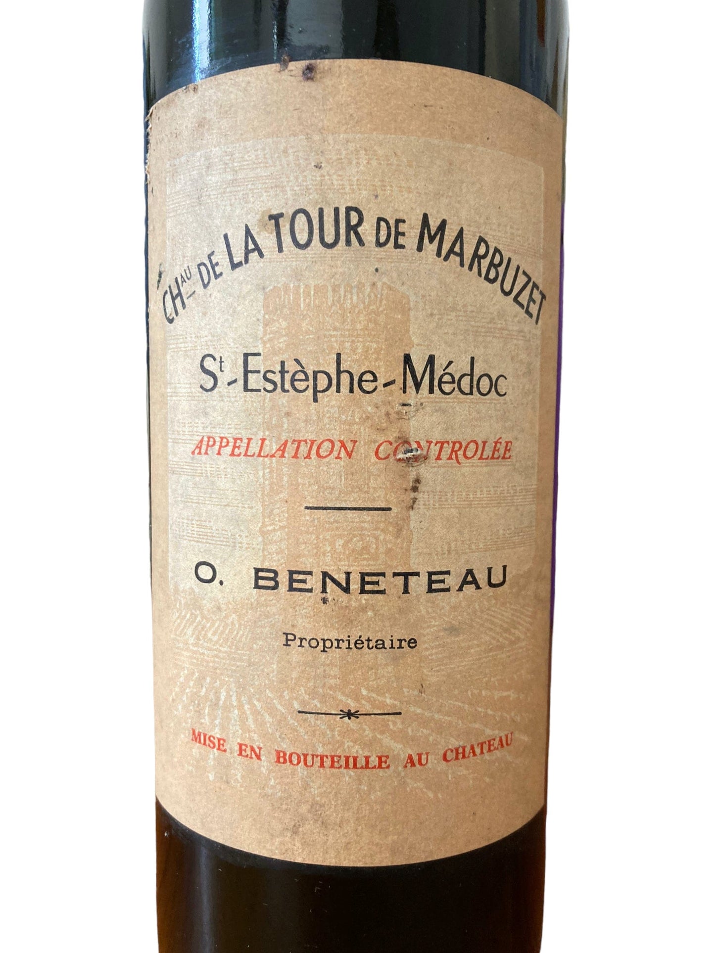 Vin ancien Saint Estèphe Chateau de la tour de marbuzet 1966
