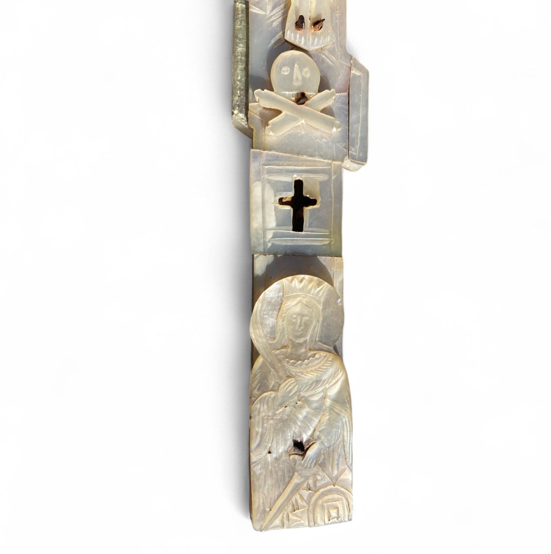 Croix de procession en nacre, travail Russe du 19e