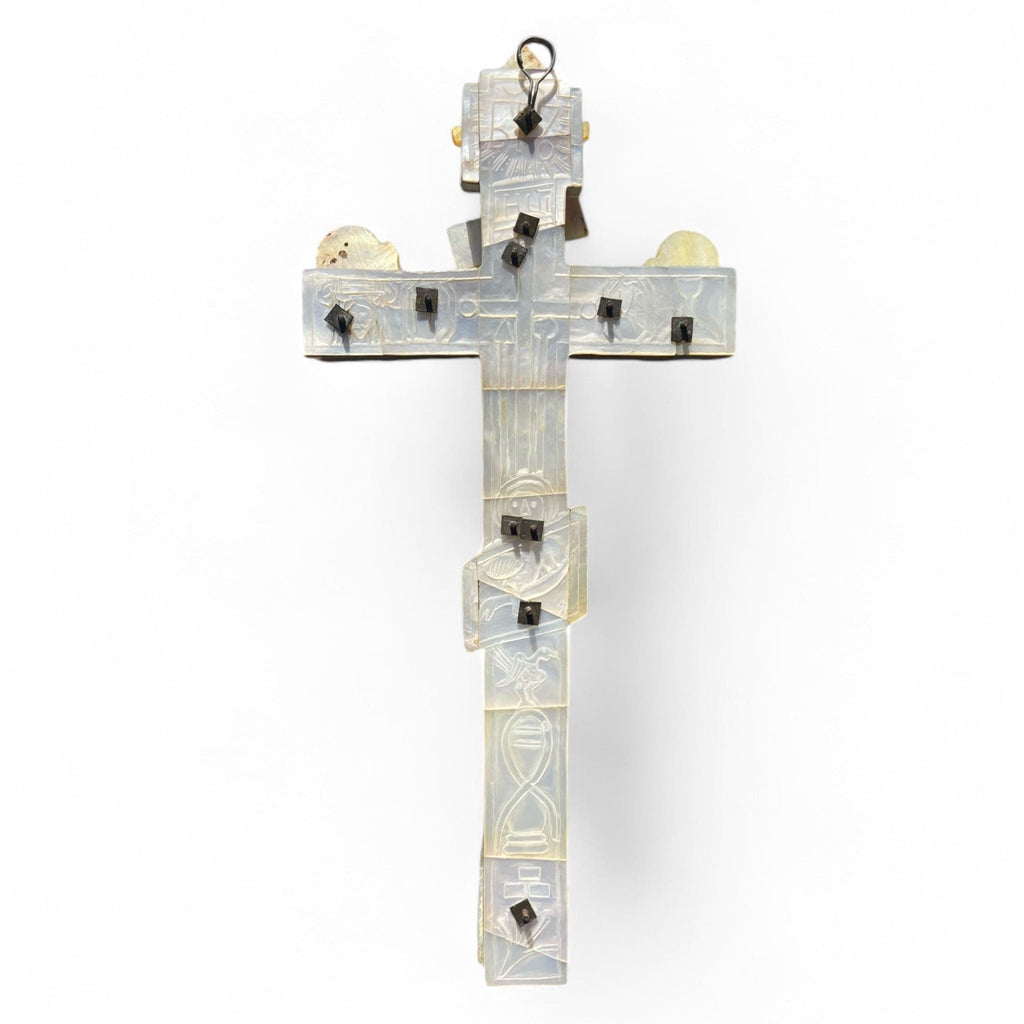 Croix de procession en nacre, travail Russe du 19e