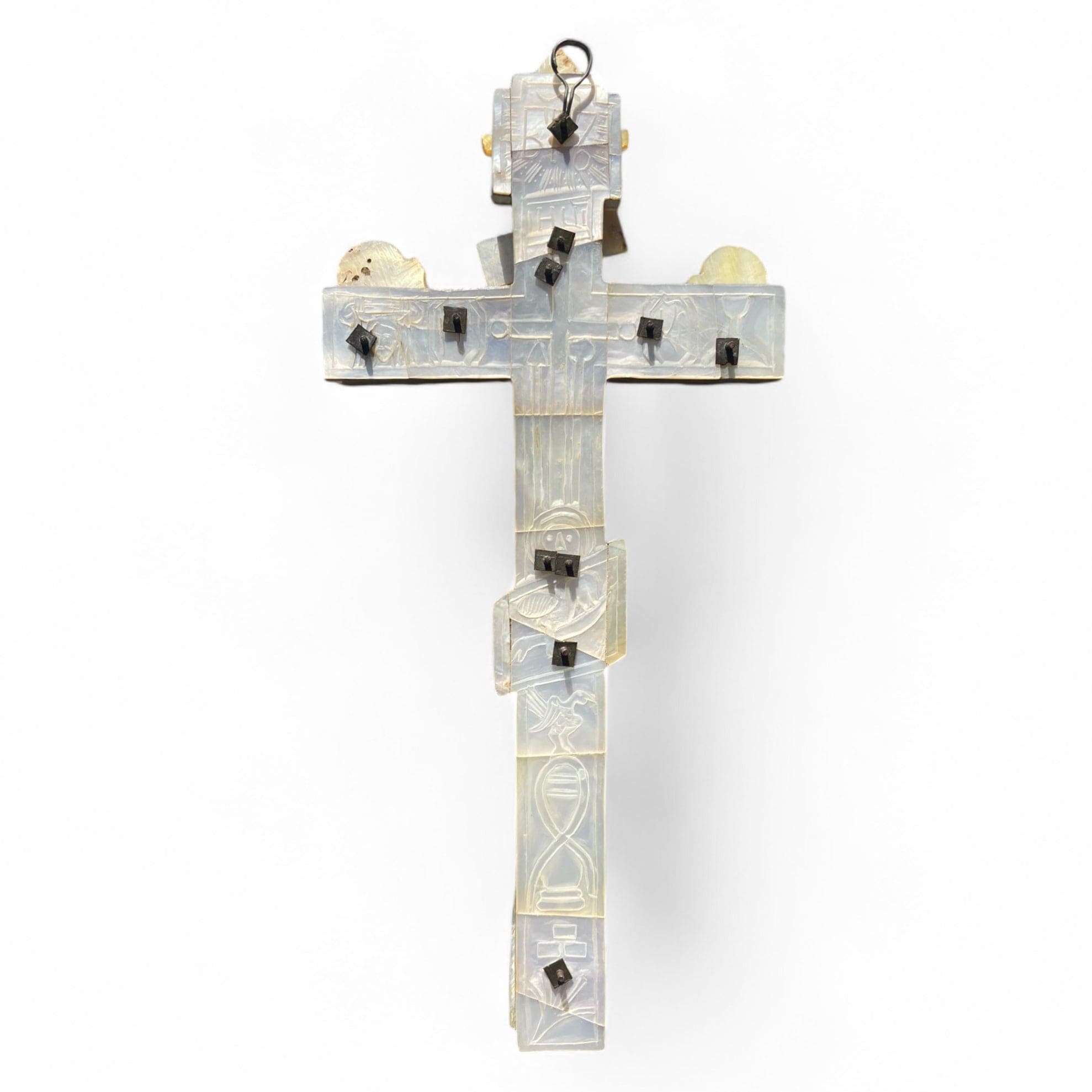 Croix de procession en nacre, travail Russe du 19e