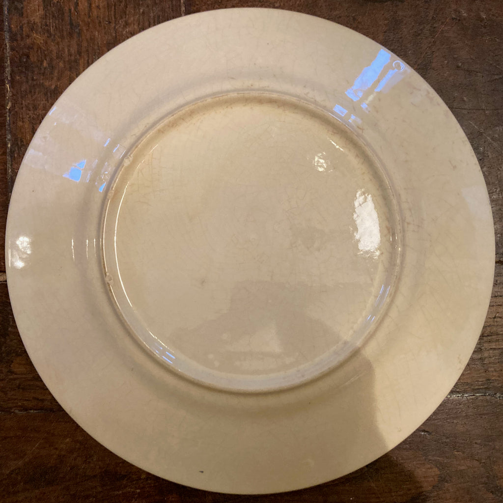 6 assiettes anciennes en faïence à décor de fleurs bleues.