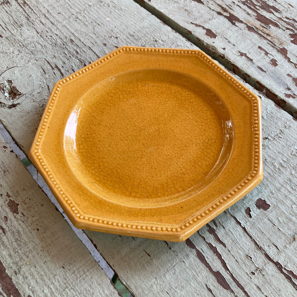 6 assiettes à dessert octogonales en céramique vernissée de la Maison PICHON à Uzès.