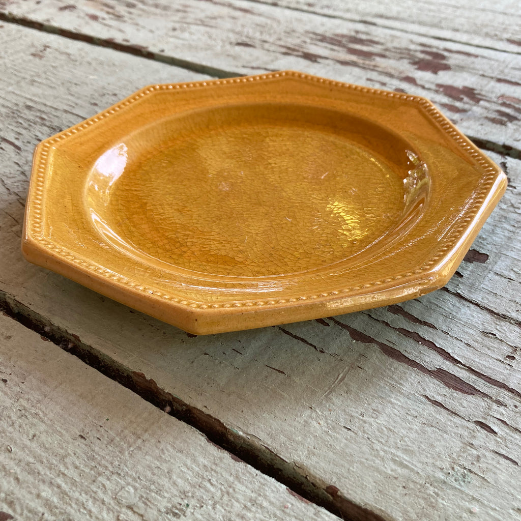 6 assiettes à dessert octogonales en céramique vernissée de la Maison PICHON à Uzès.
