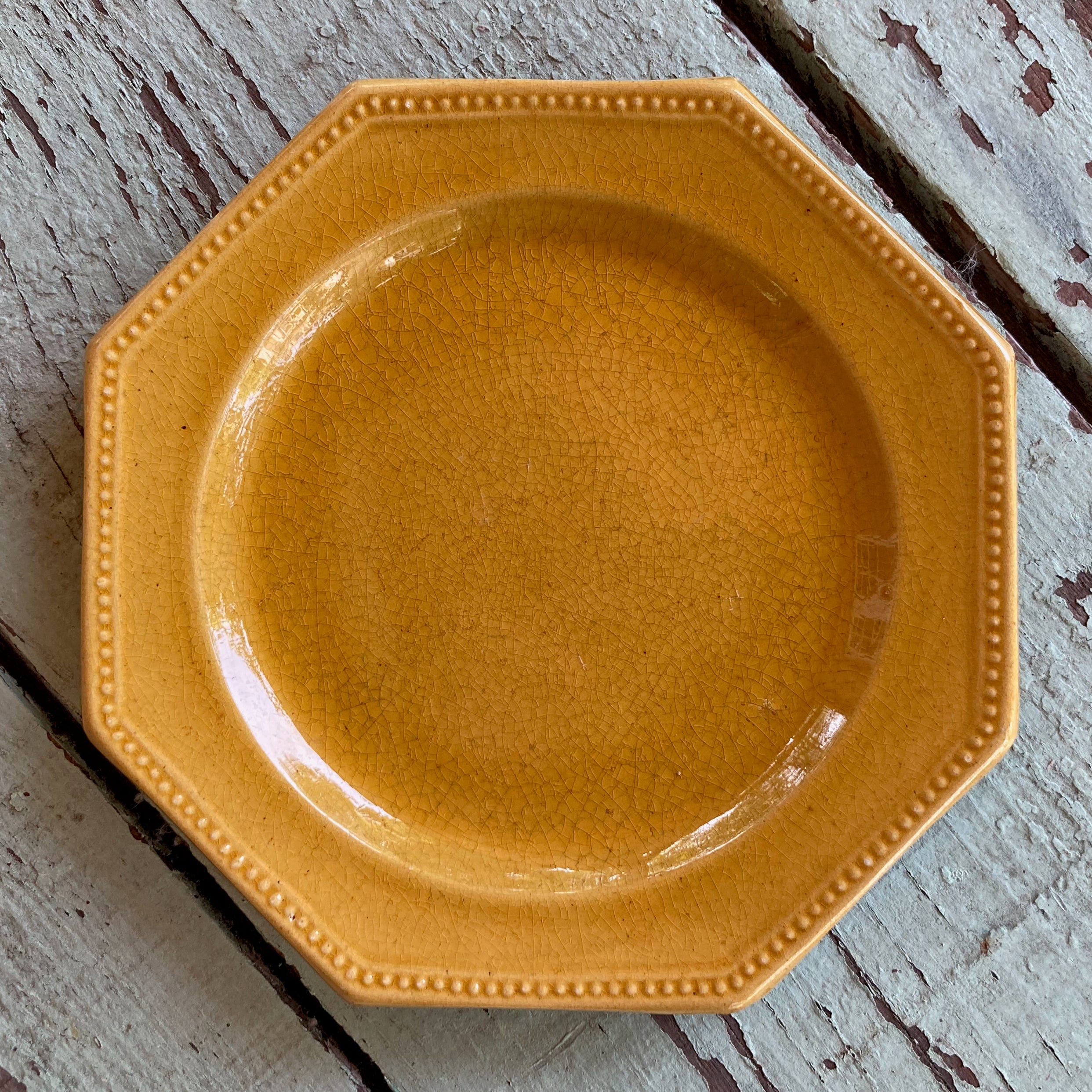 6 assiettes à dessert octogonales en céramique vernissée de la Maison PICHON à Uzès.