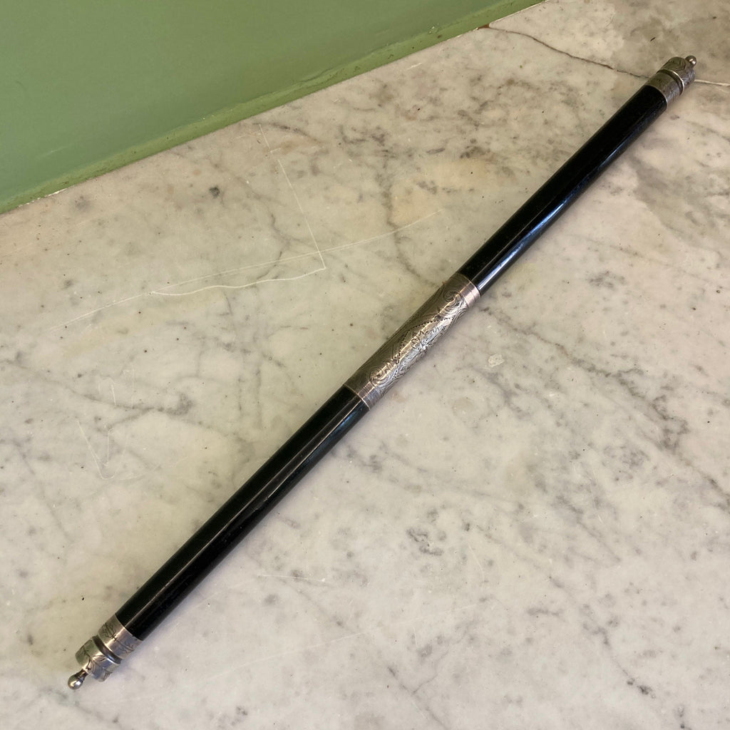 Baguette de chef de la fanfare de Castets au 19ème en ébène et argent.