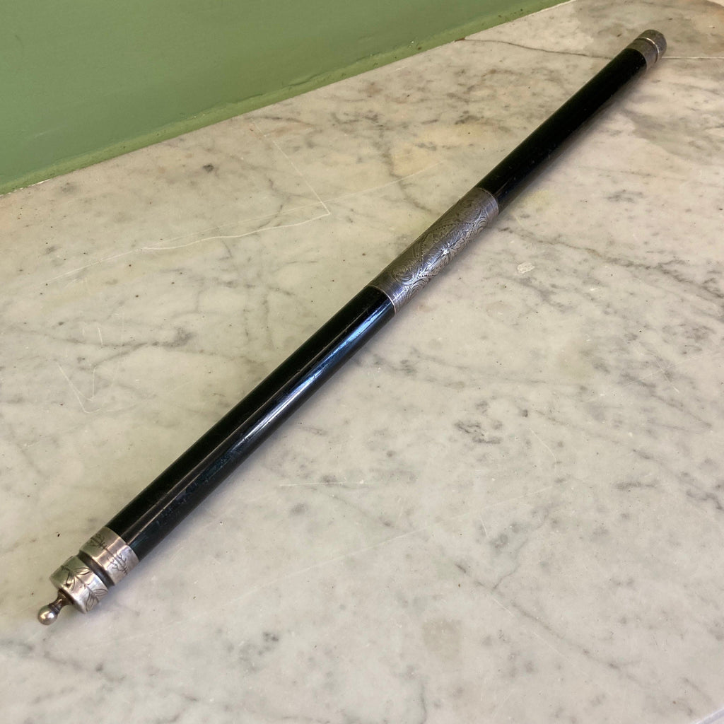 Baguette de chef de la fanfare de Castets au 19ème en ébène et argent.