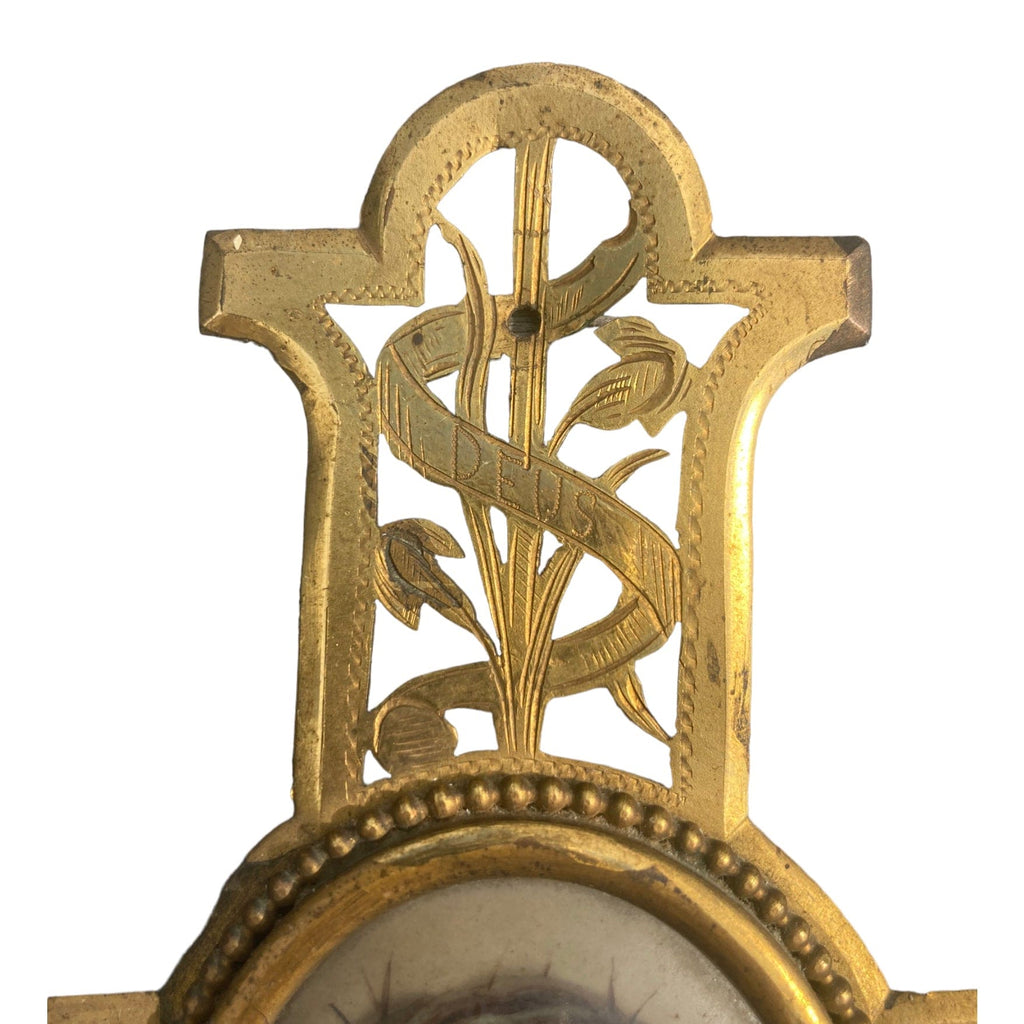 ancien bénitier Christ en médaillon