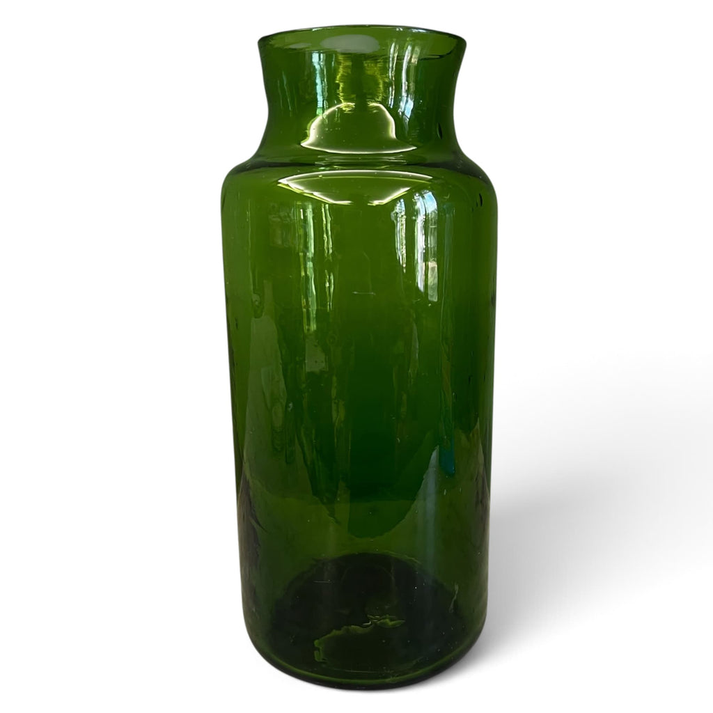 Ancien bocal en verre soufflé début 19e siècle de couleur verte.