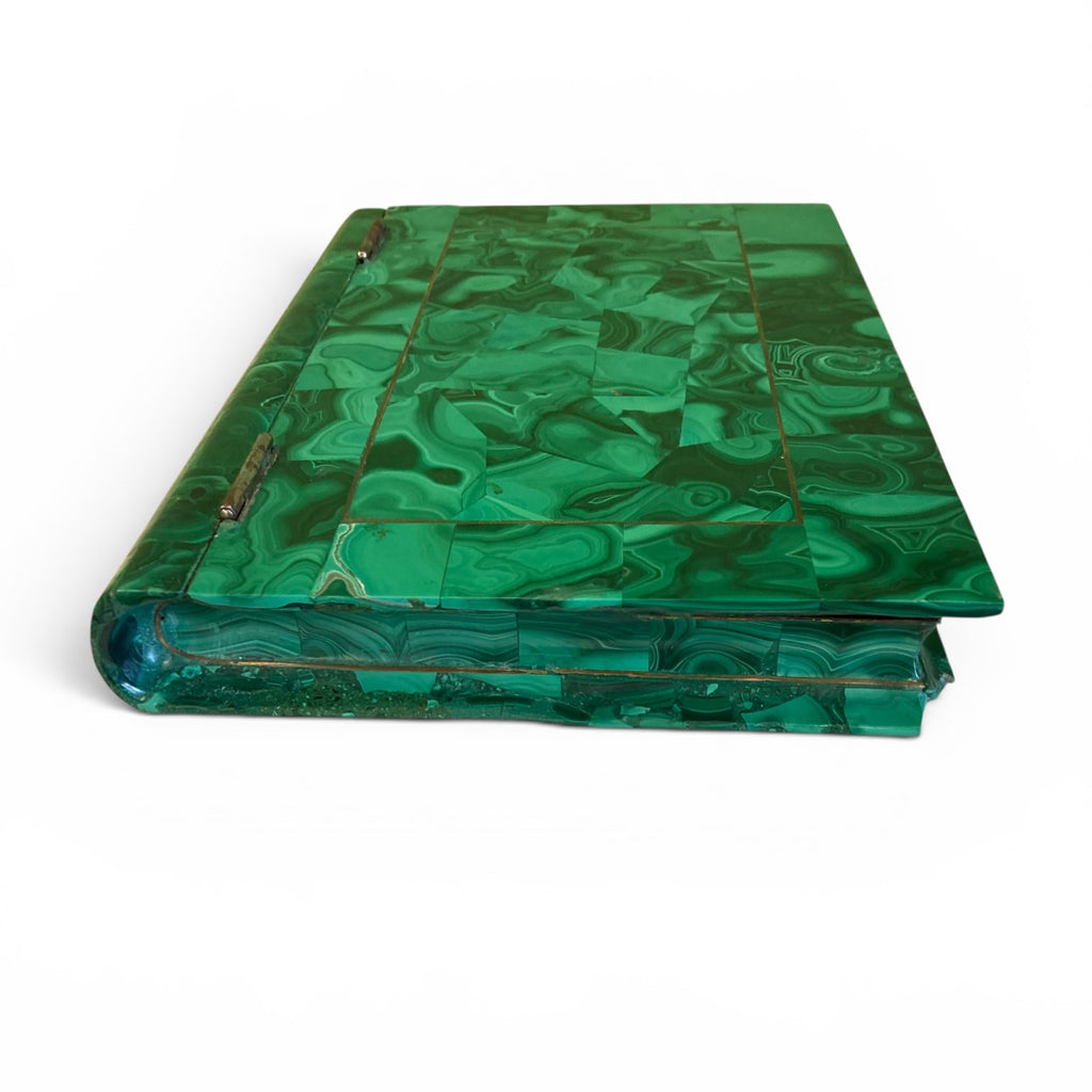Boite à bijoux Russe en malachite fin 19ème en forme de livre.