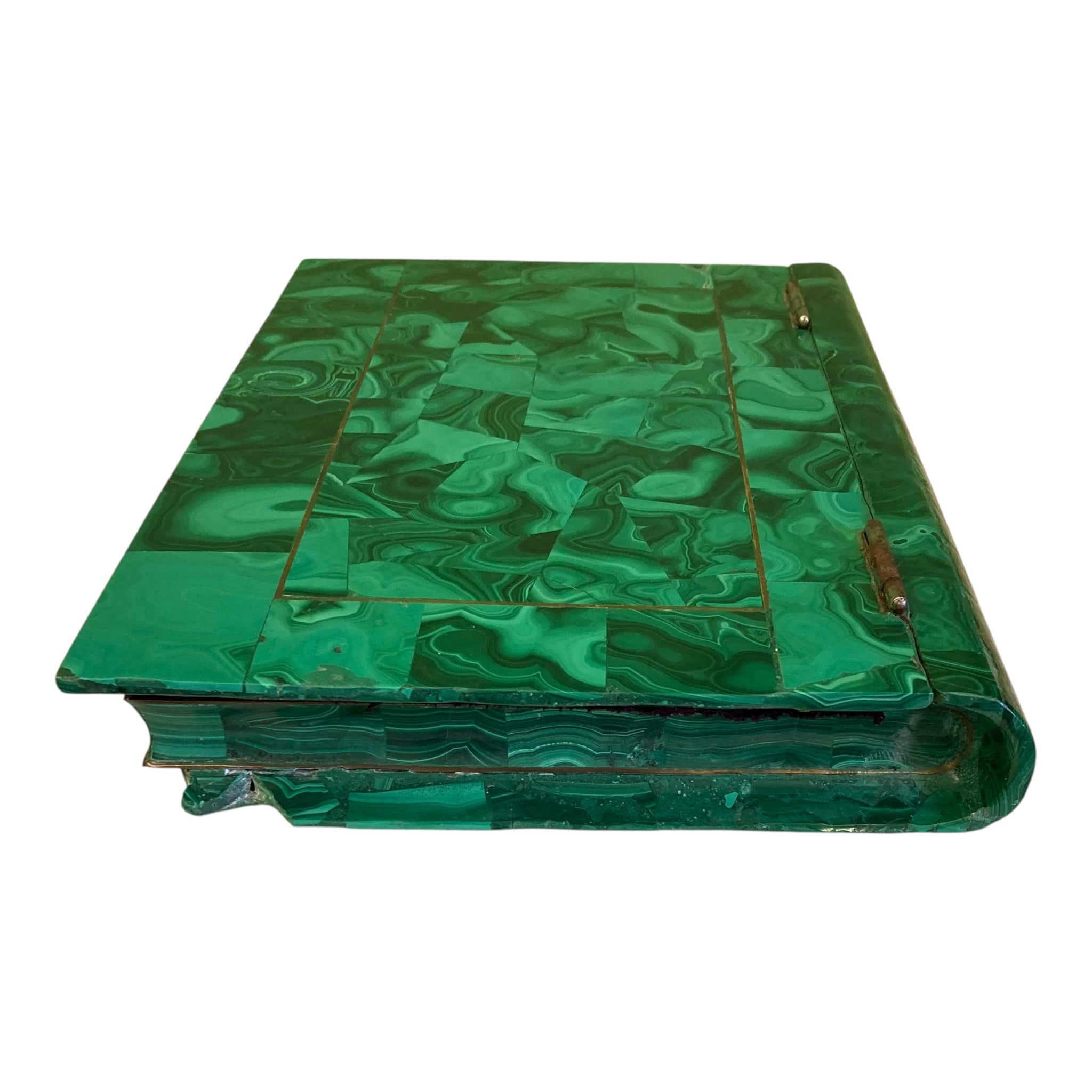 Boite à bijoux Russe en malachite fin 19ème en forme de livre.
