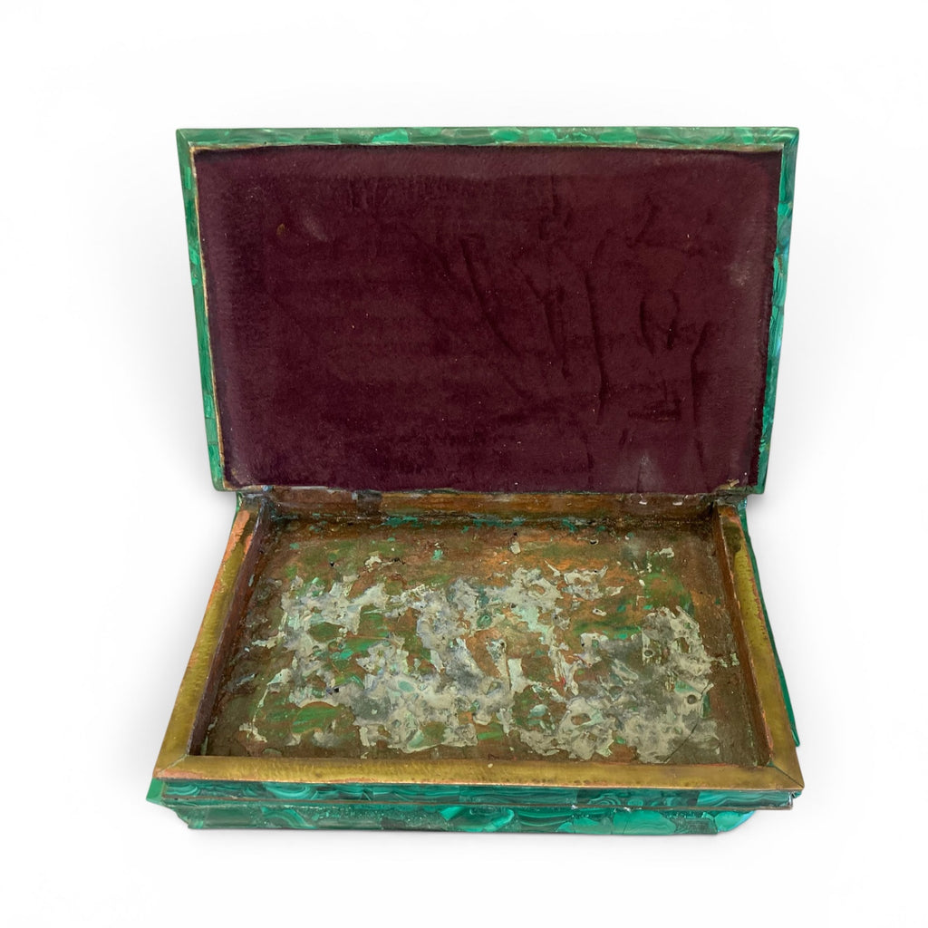 Boite à bijoux Russe en malachite fin 19ème en forme de livre.