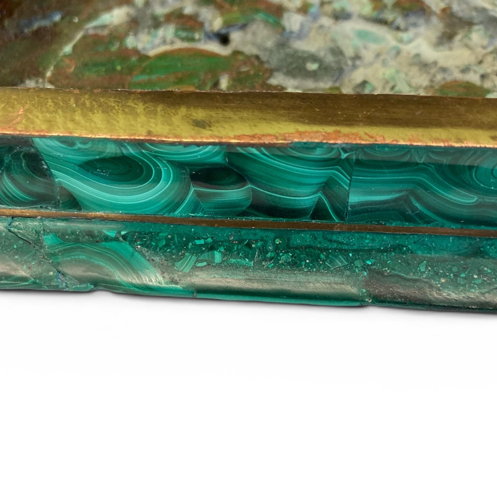 Boite à bijoux Russe en malachite fin 19ème en forme de livre.
