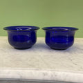 Paire de bols rince-doigts en cristal bleu cobalt de Baccarat