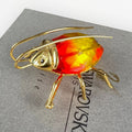 Broche scarabée Swarovski Fire Opal en argent 925 vermeil avec cristal rouge orange et écrin d'origine