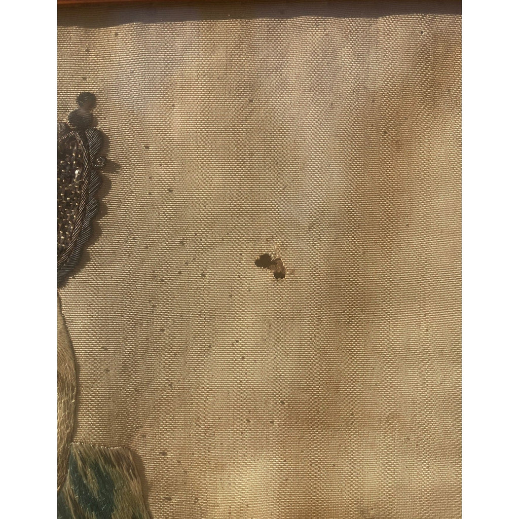 Broderie sur soie ancienne  allégorie de la prudence