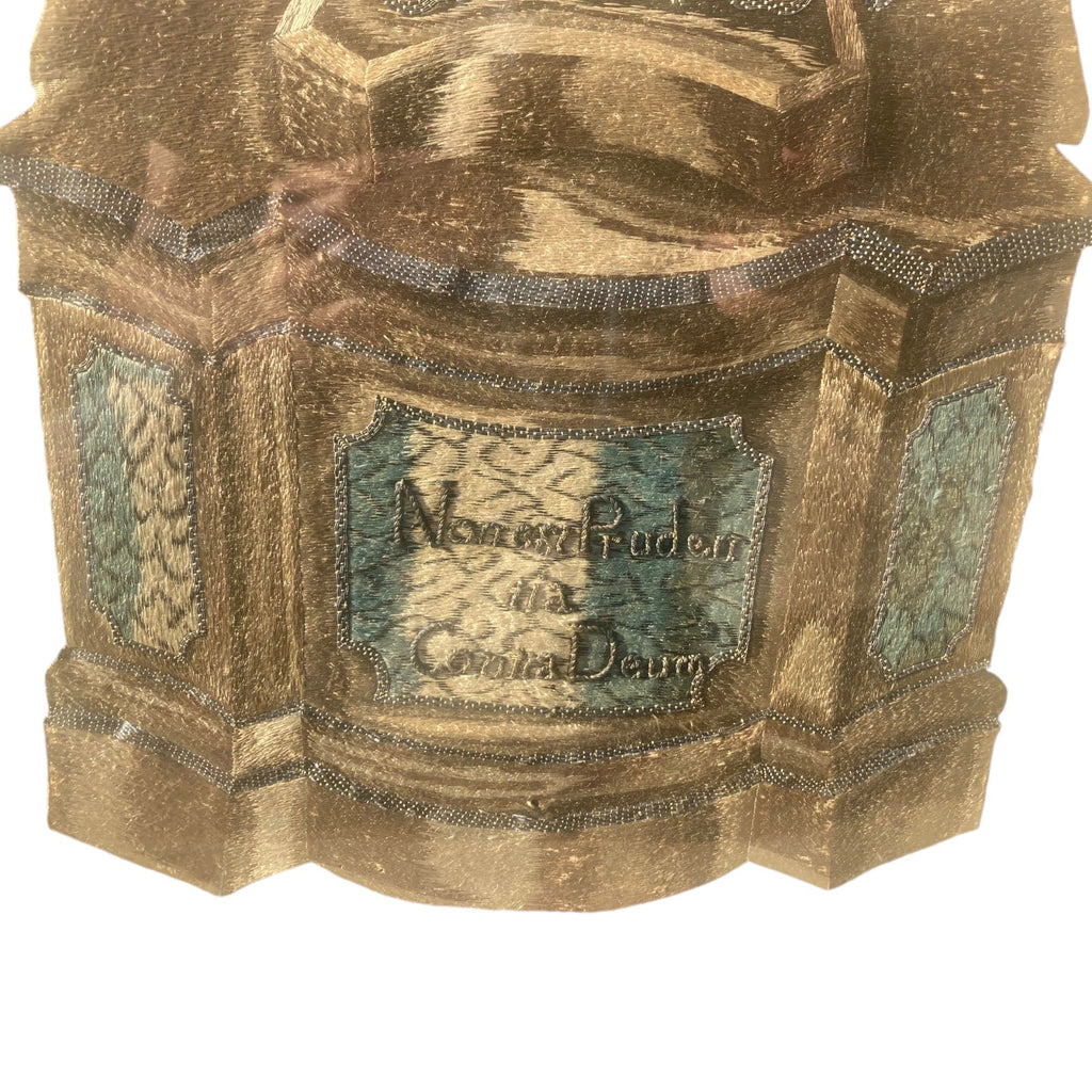 Broderie sur soie ancienne  allégorie de la prudence