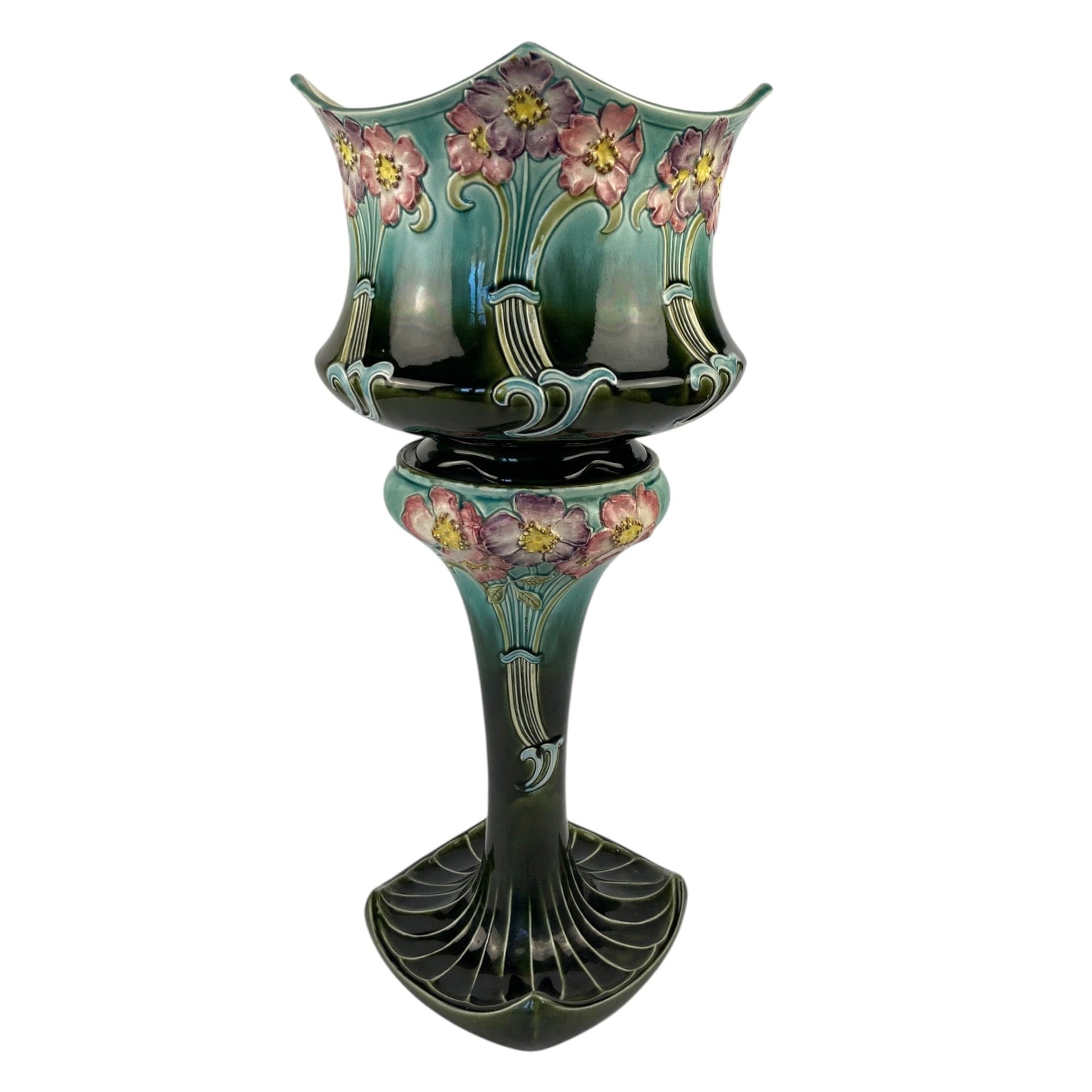 Gustave De Bruyn cache-pot sur colonne art nouveau