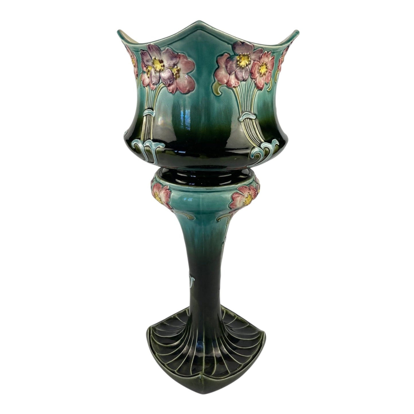 Gustave De Bruyn cache-pot sur colonne art nouveau