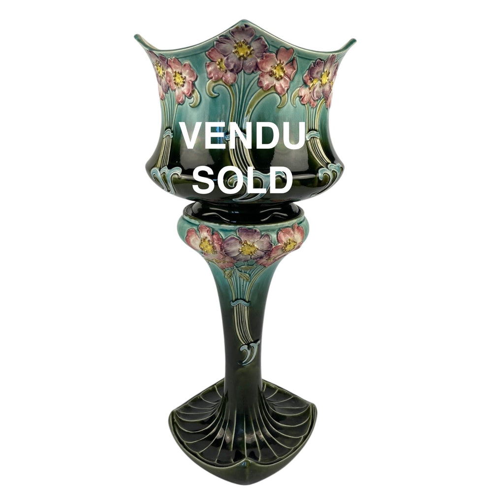 Gustave De Bruyn cache-pot sur colonne art nouveau