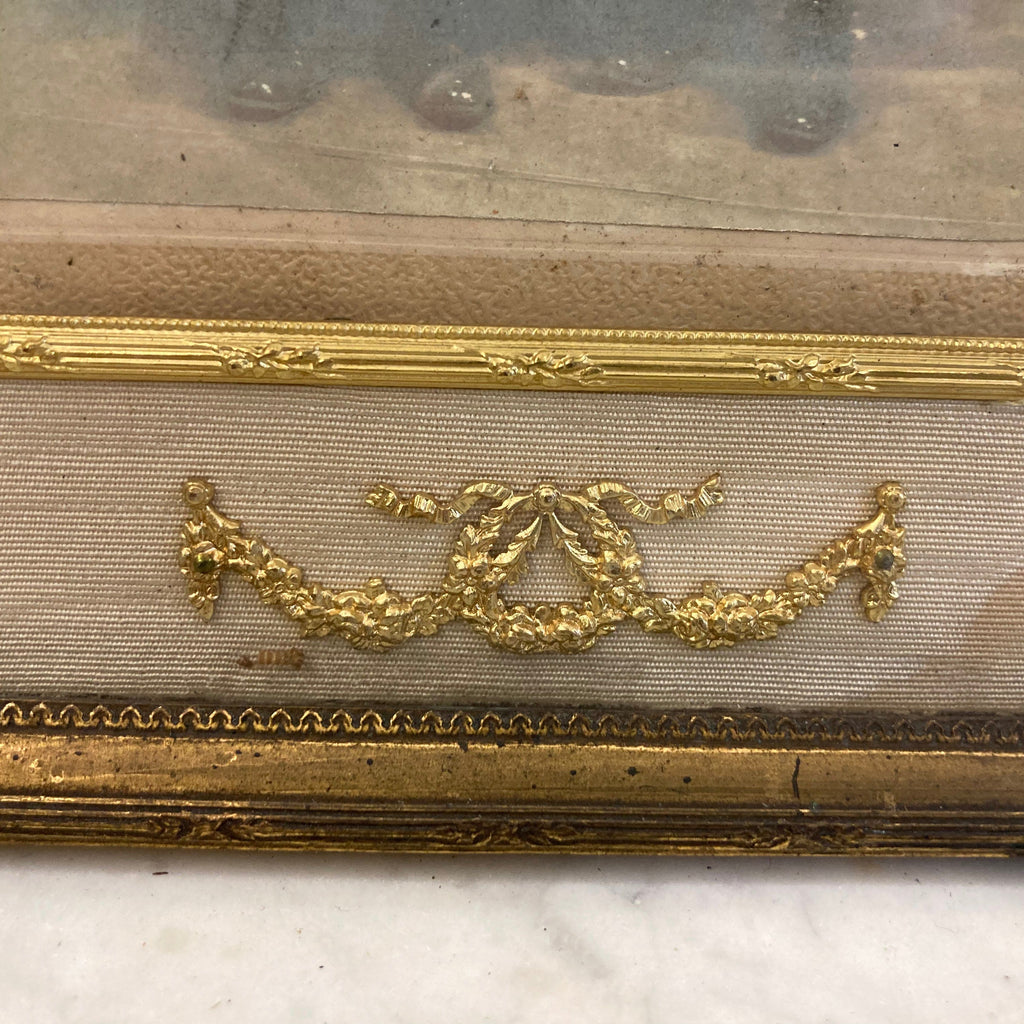 Cadre photo ancien en bronze doré