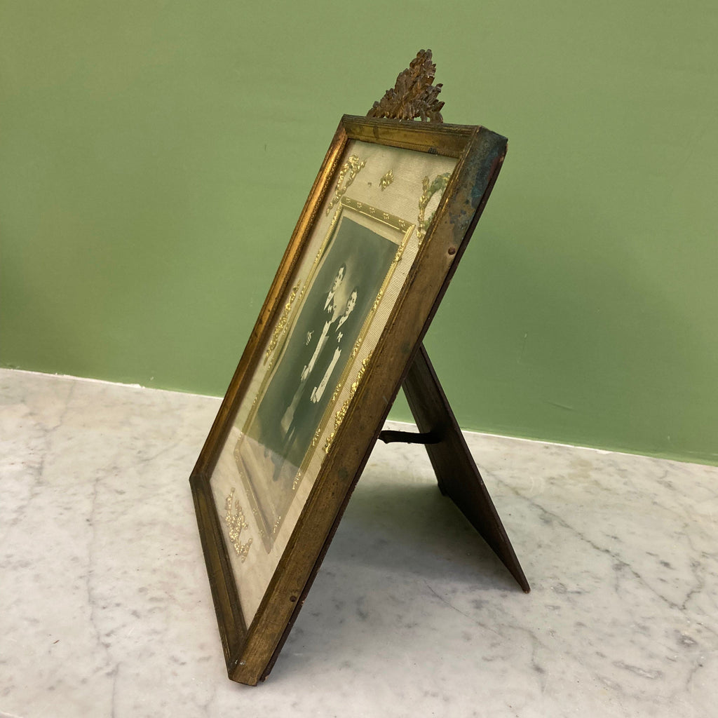 Cadre photo ancien en bronze doré
