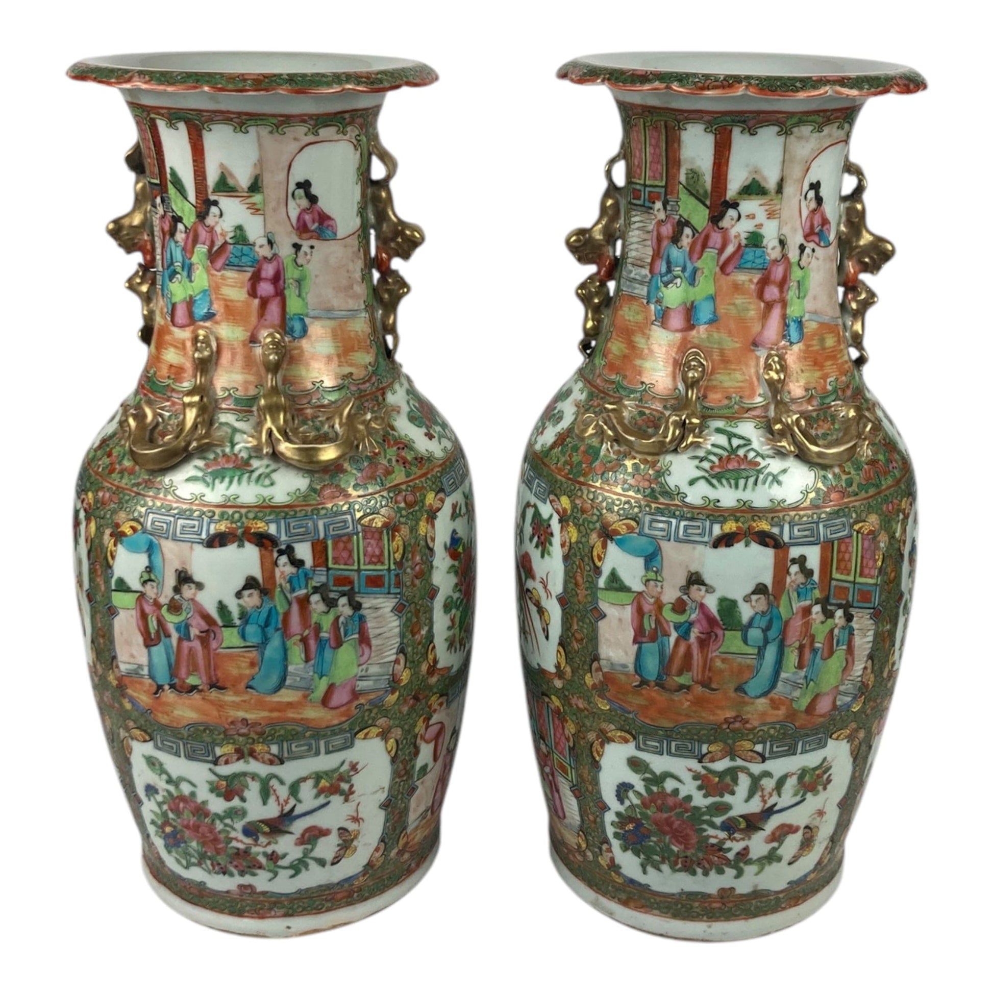 Paire de vases en porcelaine chinoise Canton