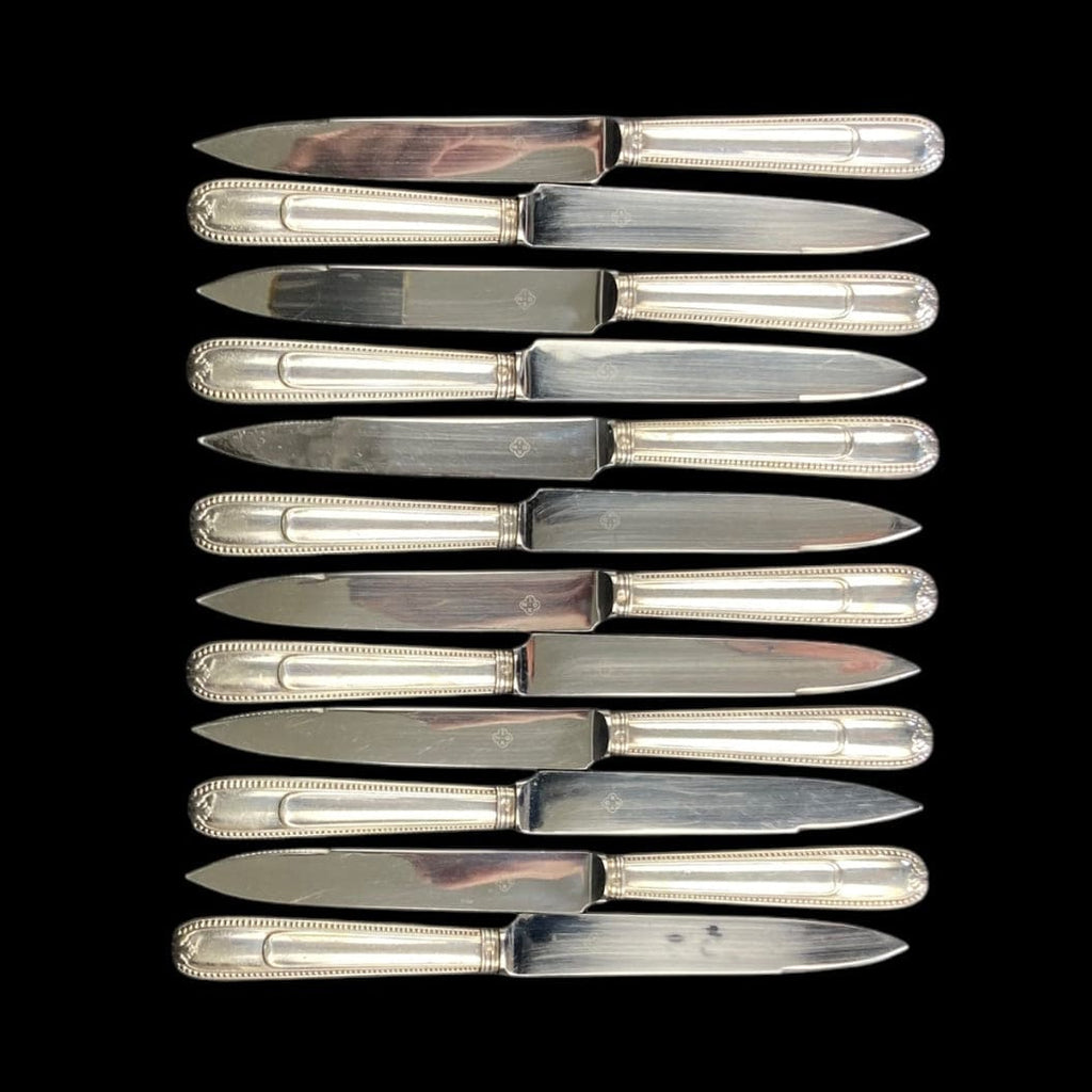 Christofle couteaux entremets perles