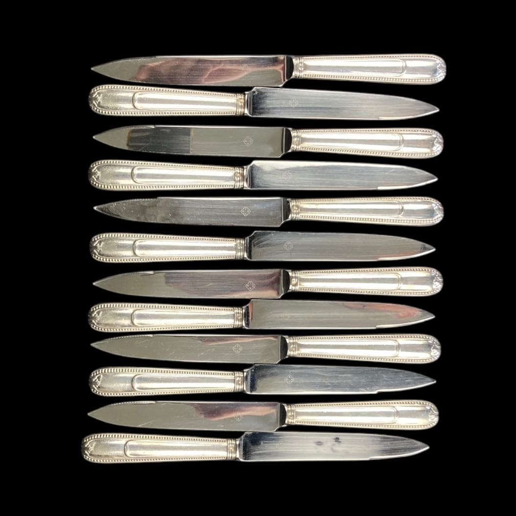 Christofle couteaux entremets perles