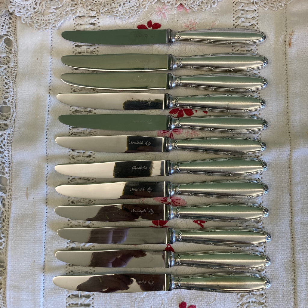 Christofle modèle rubans croisés 12 couteaux à entremets