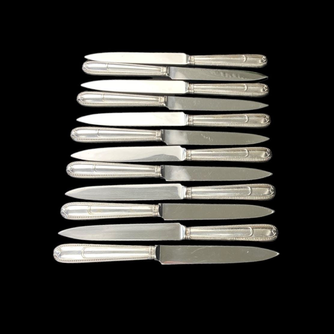 Christofle couteaux entremets perles