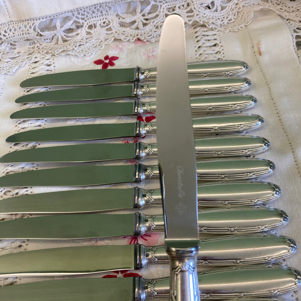 Christofle modèle rubans croisés 12 couteaux à entremets