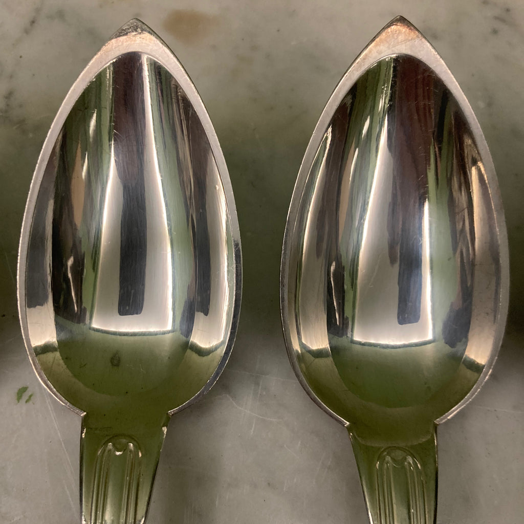 6 cuillères à soupe en métal argenté de la marque Christofle modèle Chinon