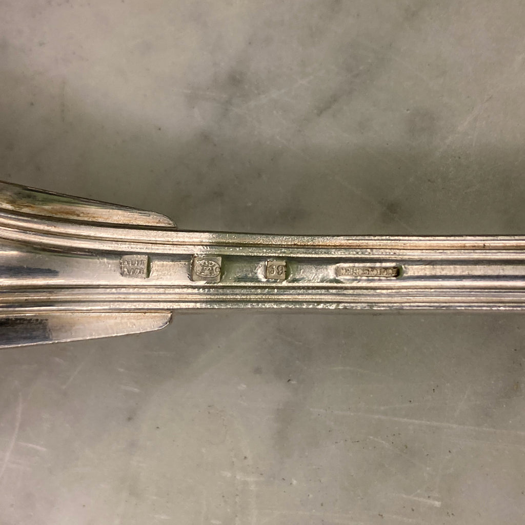 6 cuillères à soupe en métal argenté de la marque Christofle modèle Chinon