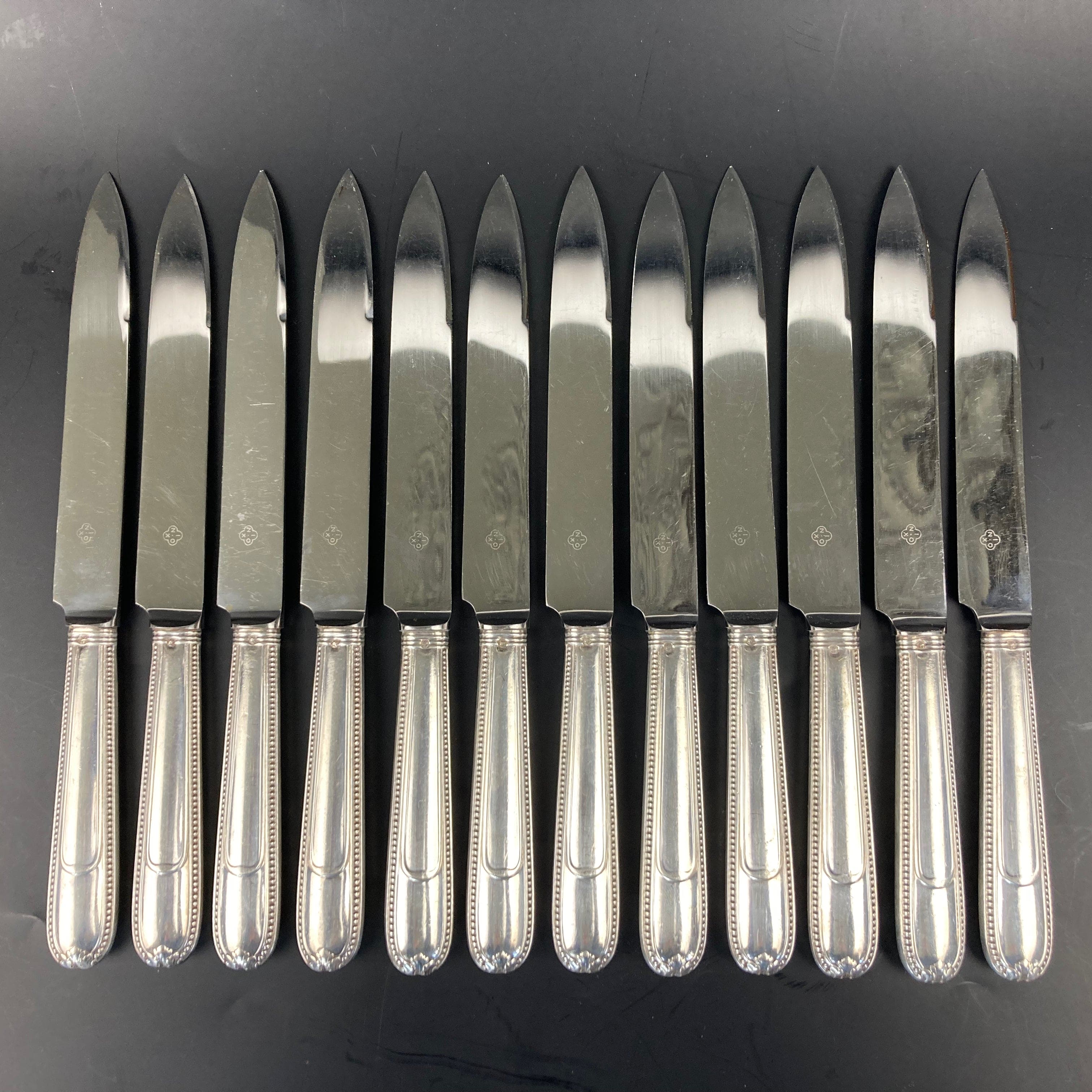 christofle couteaux perles argent massif