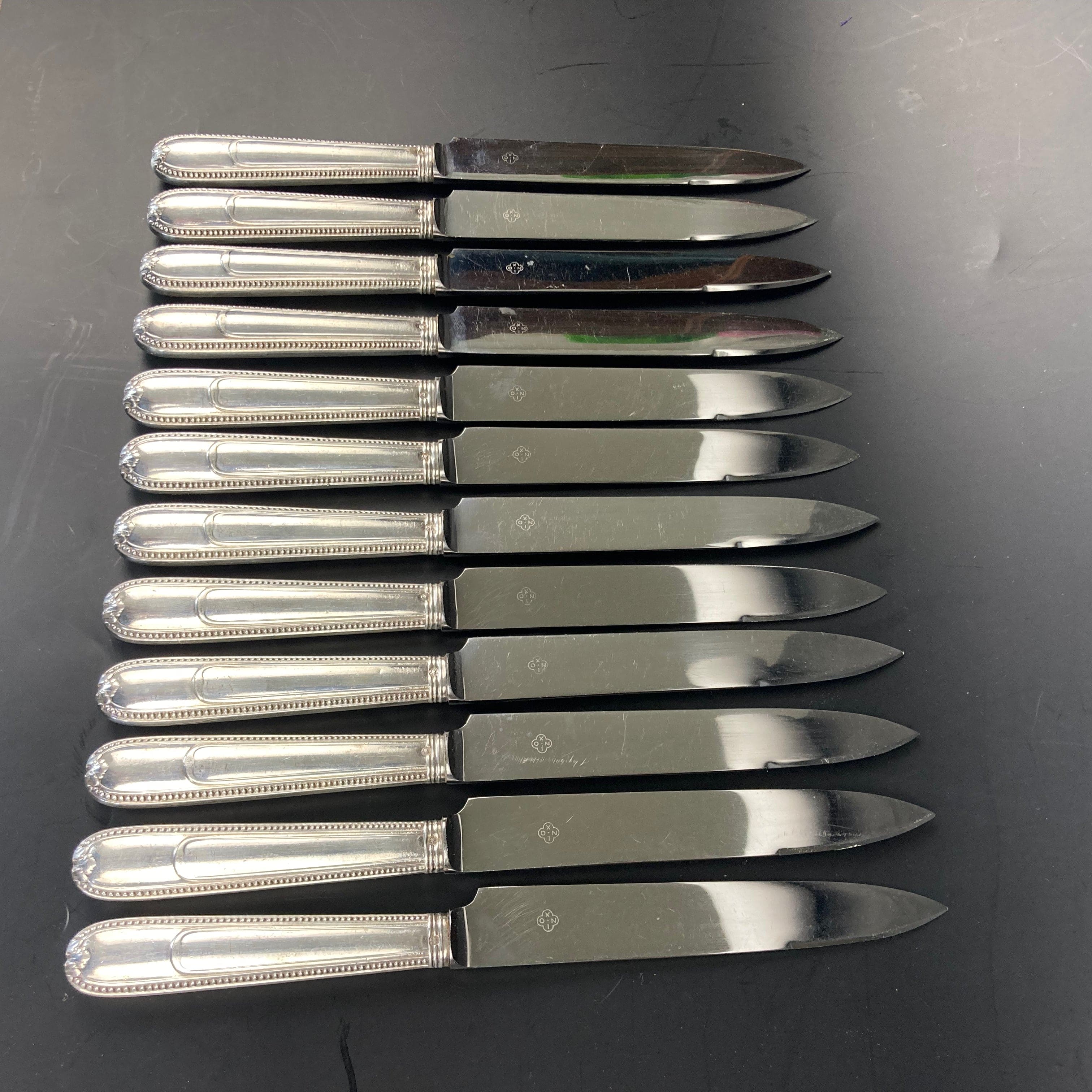 christofle couteaux perles argent massif