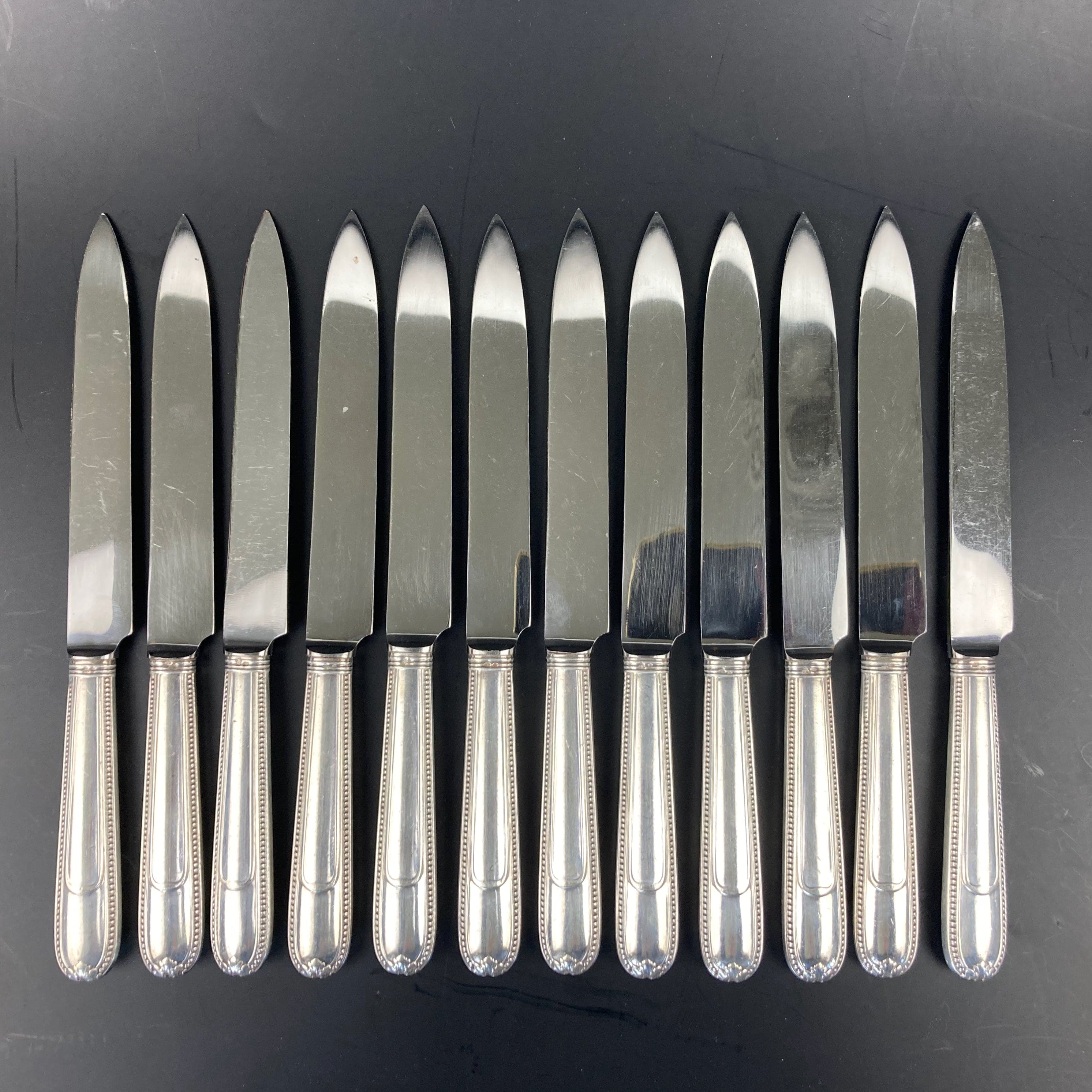 christofle couteaux perles argent massif